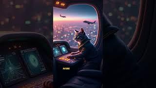 Can You Imagine a Cat as a Pilot by 2035? ️""Paws at the Controls. #CatPilot #FelineAirways #2035"