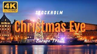 Magical Christmas Eve Walk in Stockholm, Sweden 4K 