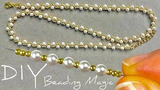 Easy Seed Bead Jewelry Making Tutorials: Pearl Necklace | Jewellery Making at Home