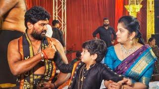 Talasani Tarak Cute Moments with Dad Talasani Sai Kiran Yadav at Ayyappa Swamy Pooja 2022