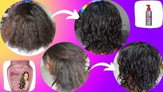 Super Redução de Volume e definição de Cachos Usando a Chapinha  e a Hidratação Dona #Skala