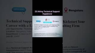 Technical Support Associate at ZS | Apply Now! #job #jobsearch #freshers #applynow #shorts #trending