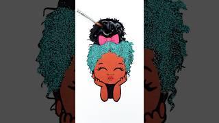  Peekaboo Girl Glitter Afro Hairstyle  #glitter #girl #kids #art #easy