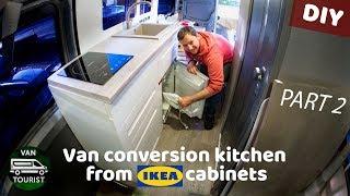 Kitchen in van conversion from ikea cabinets. Ultimate guide for building rv kitchen unit - part 2