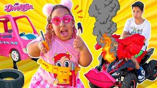 Maria Clara brinca de ser Mecânico com carrinho de brinquedo da Barbie - MC Divertida