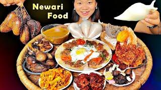 Newari Food MukbangEating Newari Pizza, Bone Marrow, Marinated Buff & Fish Meat, Sweets Eating Show