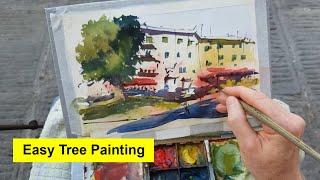 Ultra Light Plein Air Painting - Piazza Dante in Pisa in Watercolor!