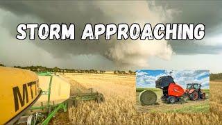 Making Hay Before A KANSAS THUNDERSTORM | Tornado Like Clouds!