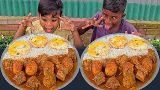 Spicy Chicken, Egg Curry with Rice Eating Challenge || Eating Competition