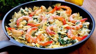 The Easiest and Most Delicious CREAMY PASTA with SPINACH and SHRIMP