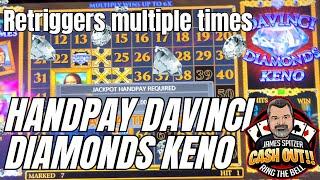 HANDPAY DAVINCI DIAMONDS KENO Retriggers to Massive win, $2 bet!!  #kenonation #slots #casino #keno