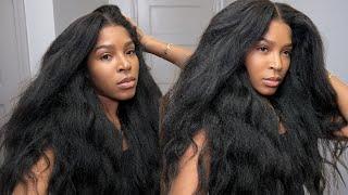 FLUFFY CURLS GLUELESS WEAR AND GO KINKY STRAIGHT 5x5 WIG | PRE CUT & PRE PLUCKED | WEST KISS HAIR