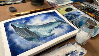 Watercolor Journal Day 101(A Blue Humpback Whale)