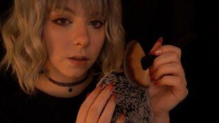 ASMR | Unintelligible Whispering & Soft Brushing - Fireplace Ambience, Blue Yeti