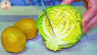 Cabbage with potatoes tastes better than meat. Why didn't I know about this potato recipe? ASMR