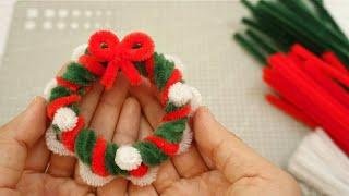 Easy Pipe Cleaner Christmas Wreath | Christmas Decor Ideas out of Pipe Cleaners | Pipe Cleaner Craft