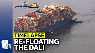 TIMELAPSE: Re-floating the Dali container ship, moving it to Seagirt Marine Terminal