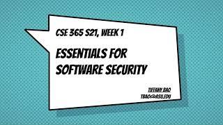 CSE365 Software Security: I