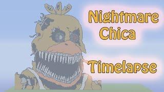 Minecraft Pixel Art Timelapse : Nightmare Chica (Five Nights at Freddy's 4)