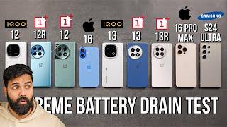 OnePlus 13 / 13R / 12 / 12R / iQOO 13 / 12 / iPhone 16 / 16 Pro Max / S24 Ultra Battery Drain Test