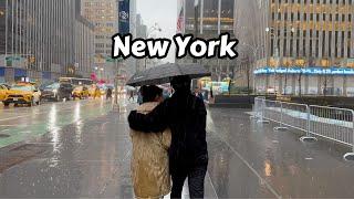 Heavy Rain Walk NYC 2024 Umbrella Rain Sounds For Sleeping