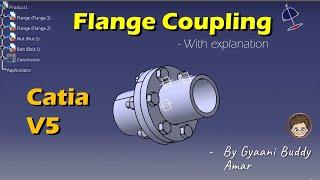 Flange Coupling Designing and Assembly| #CATIA V5- with Explanation| #flangecoupling