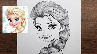 Prenses Elsa nasıl çizilir - Adım adım kolay yoldan Disney Frozen Elsa çizimi -  öğretici çizim