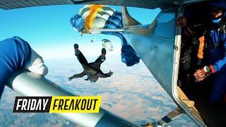 Friday Freakout: Skydiver's Premature Parachute Opening Strikes Plane Tail & Rips In Half!