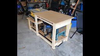 DIY Mobile Workbench with Table Saw and Mitre saw and Retractable Casters.