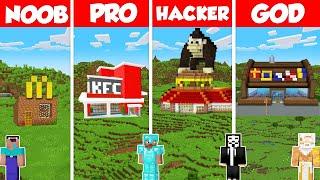 Fast Food Restaurant Build Battle Challenge - Noob vs Pro vs Hacker vs God - Minecraft Animation