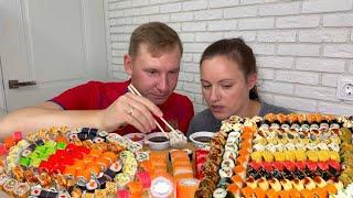 МУКБАНГ РОЛЛЫ СУШИ ФИЛАДЕЛЬФИЯ КАЛИФОРНИЯ МАКИ MUKBANG ROLLS SUSHI