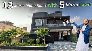 13 MARLA-WITH 5 Marla Backyard Lawn PIANO BLACK Designer House For Sale Bahria Town Islamabad