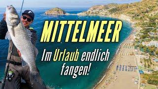 Endlich URLAUB? || So fängst du am Strand! | Im Mittelmeer vom Ufer auf Wolfsbarsch || Angeln