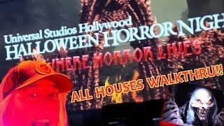 POV Walk-Thru ALL Houses,Terror Tram, ScareZones Halloween Horror Nights Hollywood Opening Weekend!