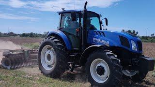 3 HECTAREAS x HORA DE RASTREO TS6.140 ELITE & RASTRA DE 36 DISCOS EN TERRENO DE ALUBION NEW HOLLAND