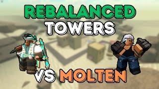 New Rebalanced Towers Brawler and Warden vs Molten Boss (Tower Defense Simulator)