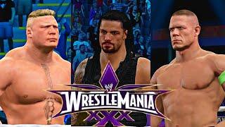 brock lesner vs roman reigns vs john cena triple thread match at Wrestlemania 2k15 gameplay #wwe2k22