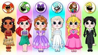 Disney Princess become Smiling Critters | DIY My Talking Angela 2 Paper Dolls