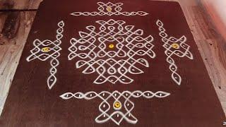 9 Dots Rangoli With Suitable  Side Muggulu || 9-3-3 dots melikala muggu || teluginti ammayi