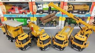 Unboxing Of Diecast Models Of Dump Truck, Mixer Truck, Tow Truck, And Crane Truck