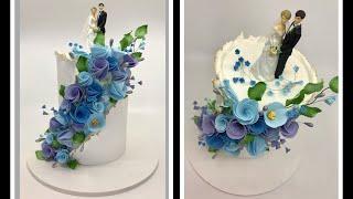 Blue Motif Wedding Cake