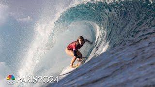 Caroline Marks shreds her way to surfing SFs, Carissa Moore bounced | Paris Olympics | NBC Sports