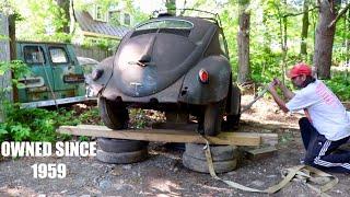 Oval Vw Beetle Rescue - Rare 1956 found Sitting 40 Years Pulled from its Grave - Saving it!