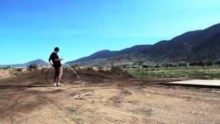 Nick Dunne and Keith Sayers practicing for Evel Knievel Days