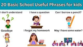 English vocabulary | 20 Basic Useful School Phrases for Kids | #kidslearning   #PhrasalVerbs