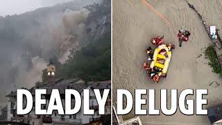 Apocalyptic flooding devastates northern Italy and Switzerland killing 7 as hundreds evacuated