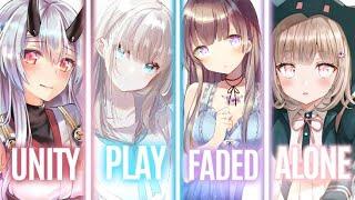 Nightcore ↬  Play 𝒙 Faded 𝒙 Unity 𝒙 Alone [ Switching vocals]