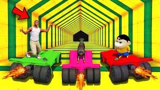 SHINCHAN AND FRANKLIN TRIED THE LONGEST HUT TUNNEL PARKOUR CHALLENGE GTA 5