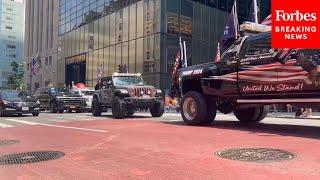 Pro-Trump Procession Drives Past Trump Tower Following Assassination Attempt At Pennsylvania Rally