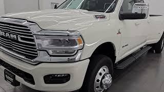 2024 RAM 3500 LARAMIE LEVEL 1 CREW LONG DRW DIESEL PEARL WHITE 4K WALKAROUND 14846Z